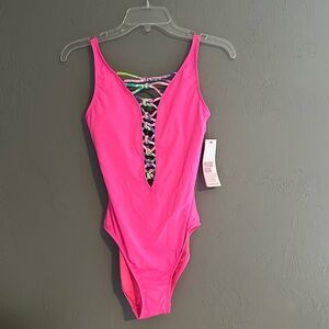 Lilly Pulitzer Pink Lattice swimsuit size 2